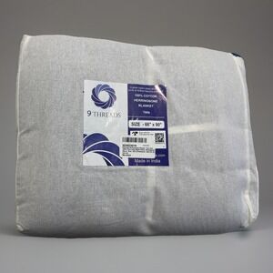 9Threads 100% Cotton Herringbone‎ Weave Blankets 66"X90" Twin India Navy Blue